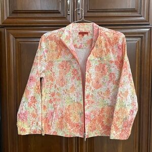 Ladies Medium Jacket Spring Colors Long Sleeve Zipper Pockets Peach Green Joni B
